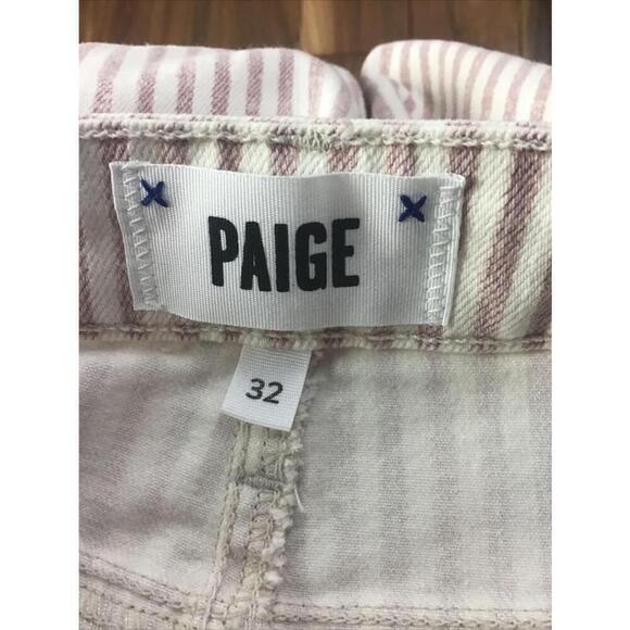 PAIGE Women’s Size 32 Cropped Nellie Jeans In Blossom Pink Stripe - Picture 10 of 14